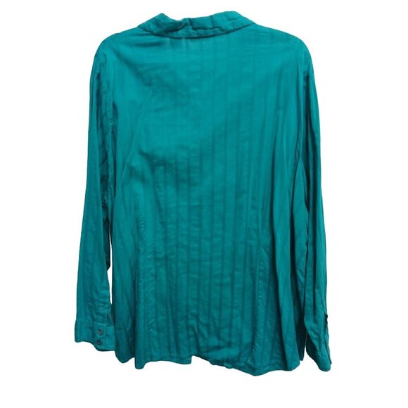 Quizz Woman Button-Up Shirt 100% Cotton Teal Long Sleeve Size 24 - Picture 4 of 7
